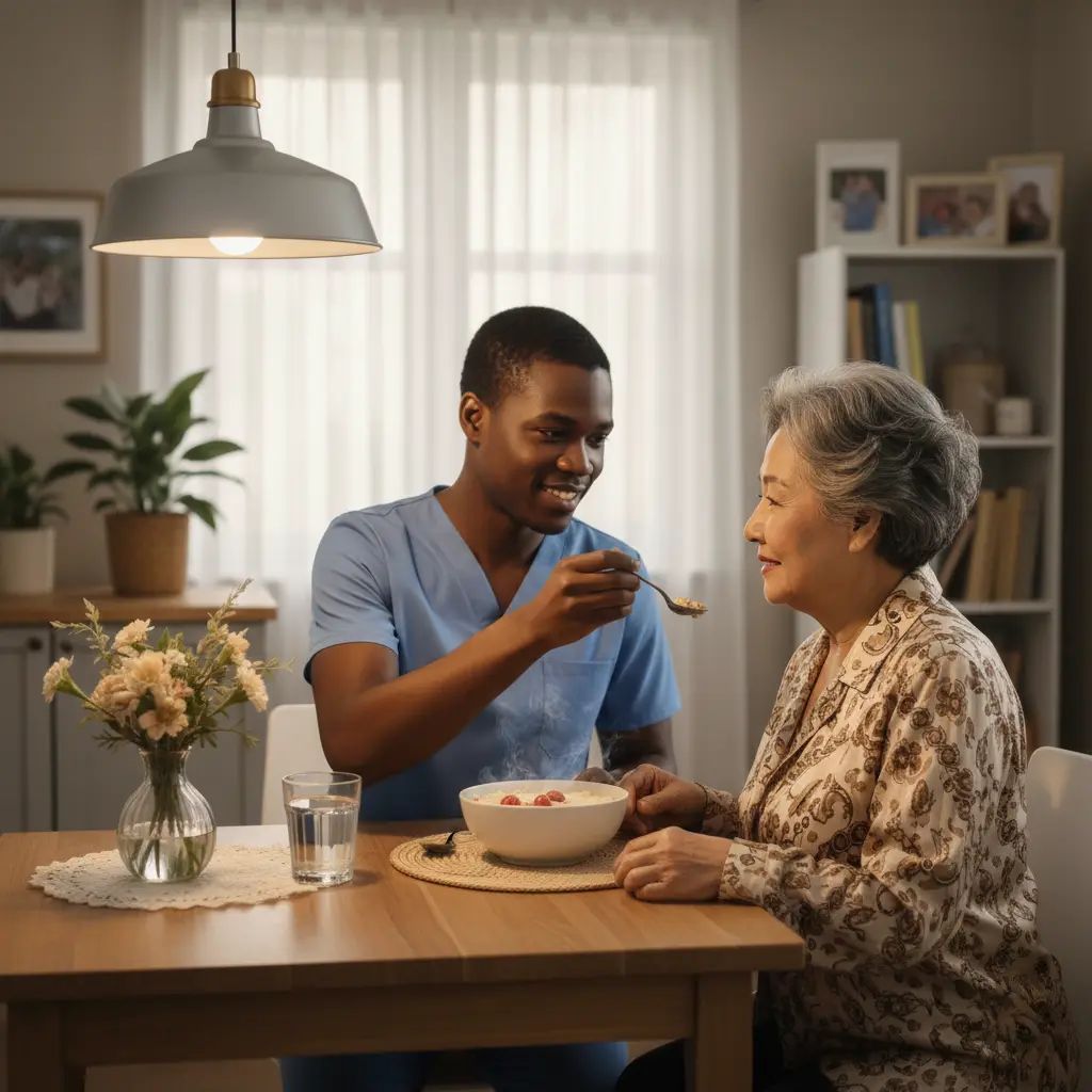 Caregiver providing senior assistance